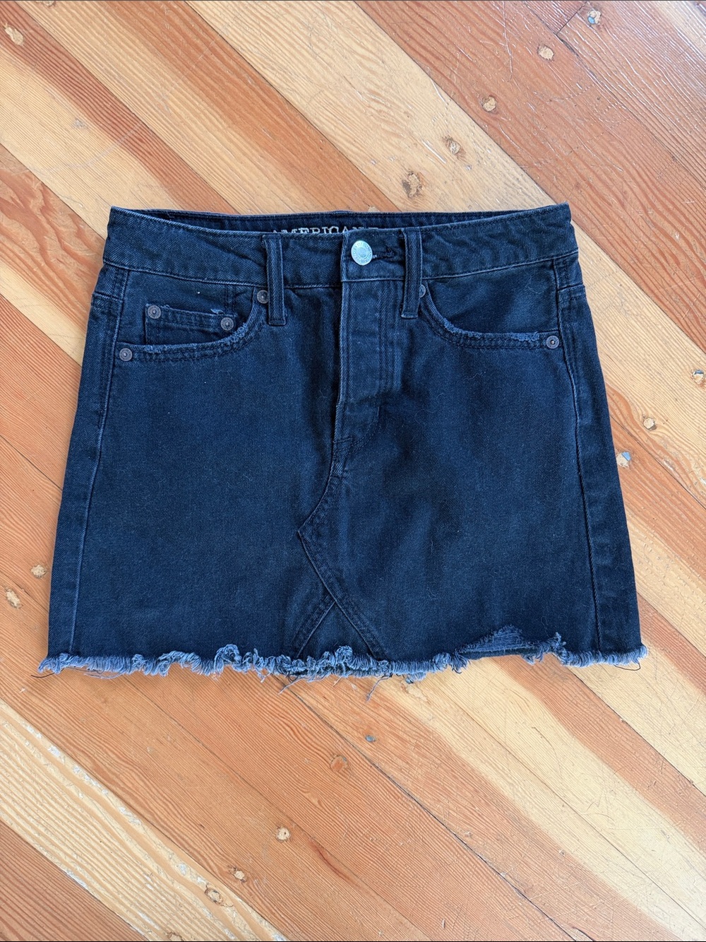American Eagle Black Denim‎ Mini Skirt 00